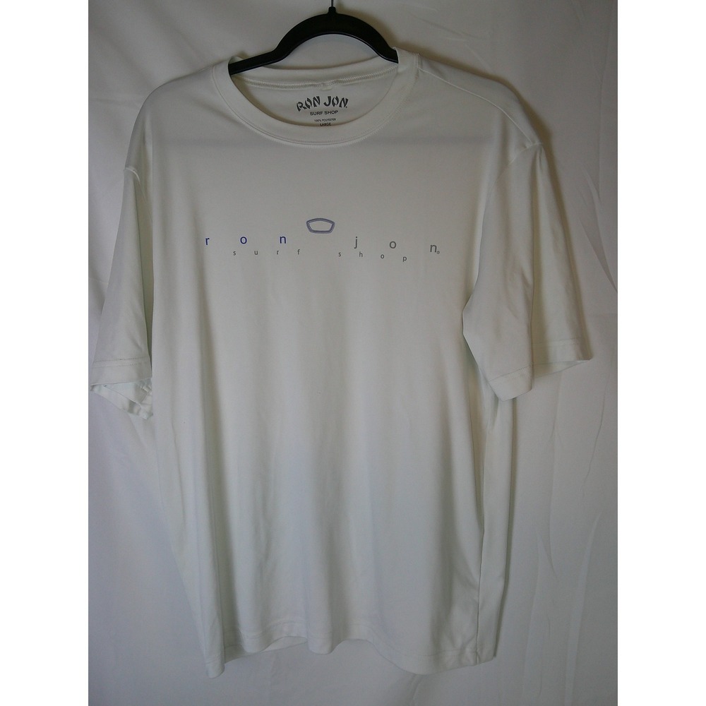 Ron Jon Surf Shop Mens Large White Performance Logo T-Shirt Short‎ Sleeve Poly